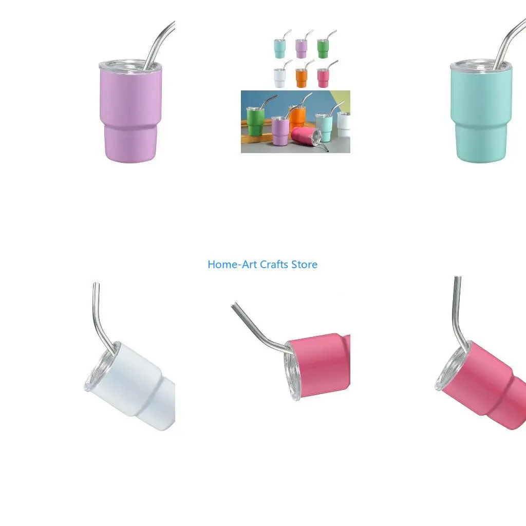 Y3NA 2oz stainless steels Car Cup Mug Tumblers with Straw Portable Coffee Cup