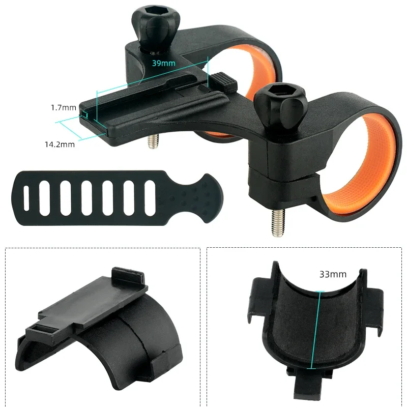 Bicycle Flashlight Bracket Handlebar Mount LED Front Light Torch Clip Holder Dia.18-35mm Fits MTB Road Accessories