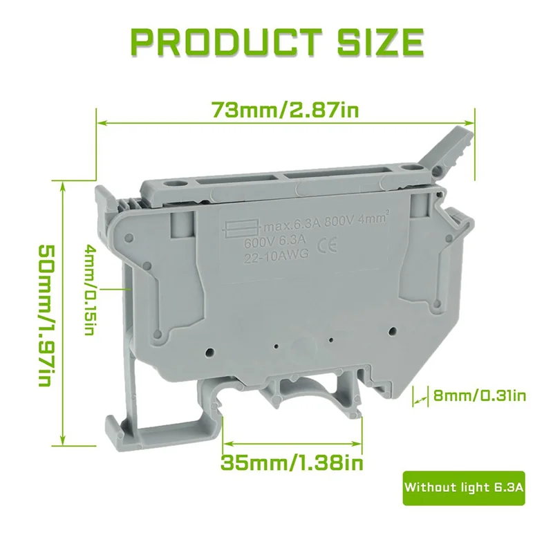 VOFUN-UK5-HESI UK5RD بدون قاعدة طرفية لصمامات السكك الحديدية LED DIN، مشبك لولبي لفصل كتلة المحطة (عبوة من 20 قطعة، رمادي)
