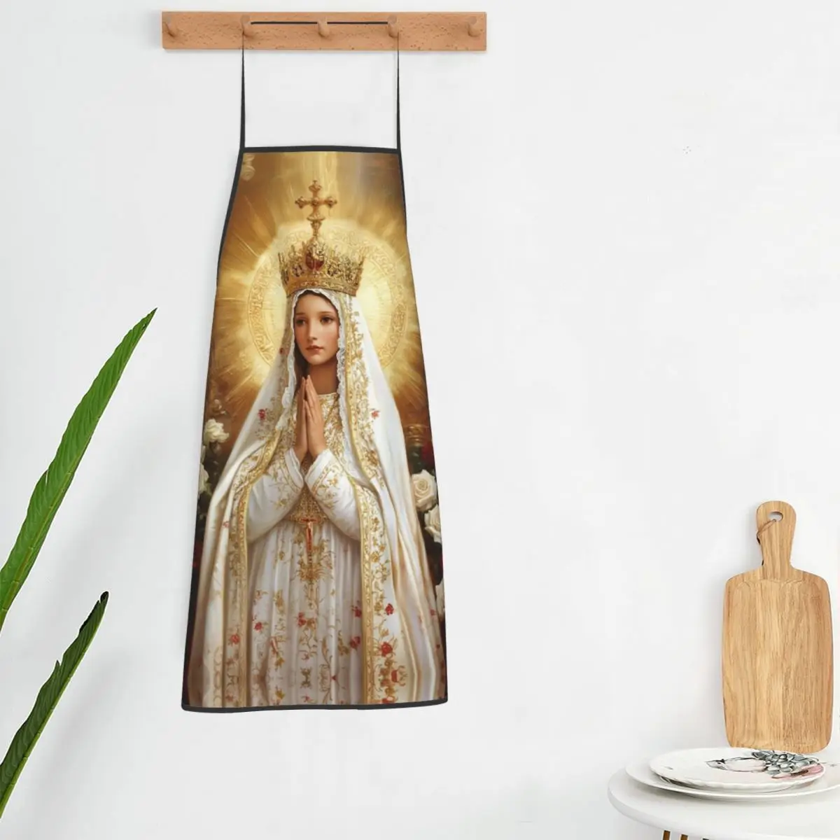 Custom Virgin Mary Catholic Holy Funny Apron for Men Women Adult Unisex Kitchen Chef Bib Tablier Cuisine Cooking Baking Painting