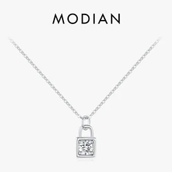 MODIAN 0,5 karaat D kleur Moissanite slot hanger ketting voor vrouwen 925 sterling zilver partij stapelbare fijne sieraden met dozen