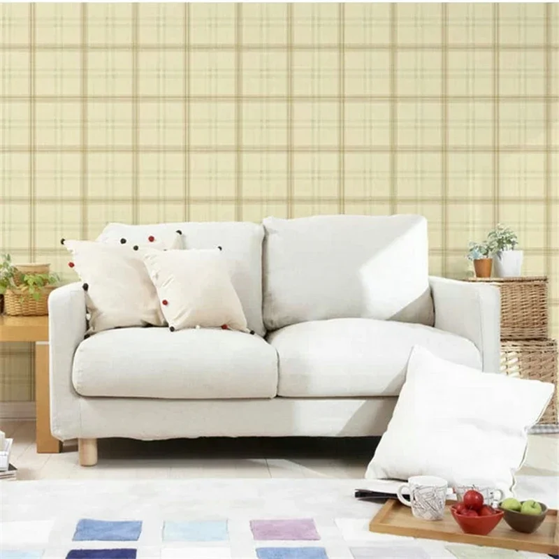 beibehang papel de parede England wallpaper England styl minimalist style plaid pastoral wallpaper bedroom living room wallpaper