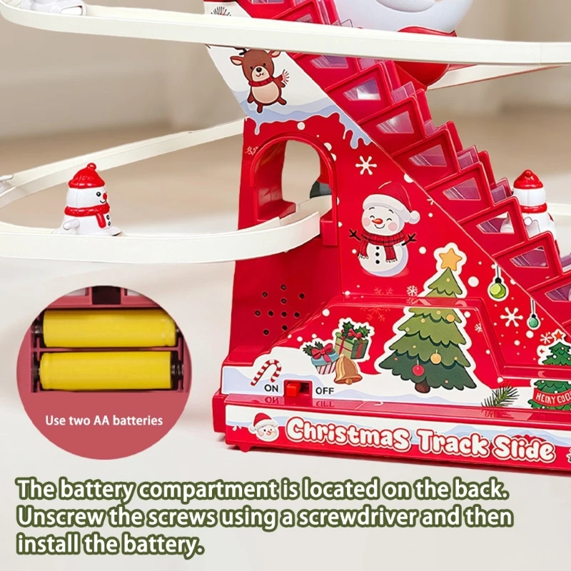 Santa Climbing Slide Stair Toy for Toddlers Sliding Car Toy,Christmas Themed A2UB