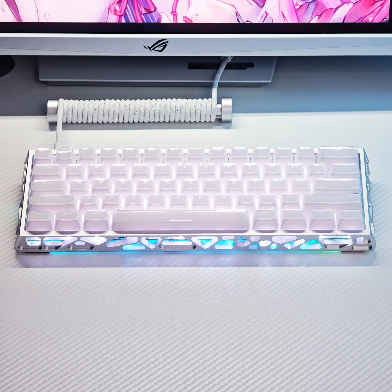 136 Keys Crystal Keycaps Side Print Jelly White OEM Height PBT Double Shot for Mechanical Keyboard AULA F75 Ajazz Game PC