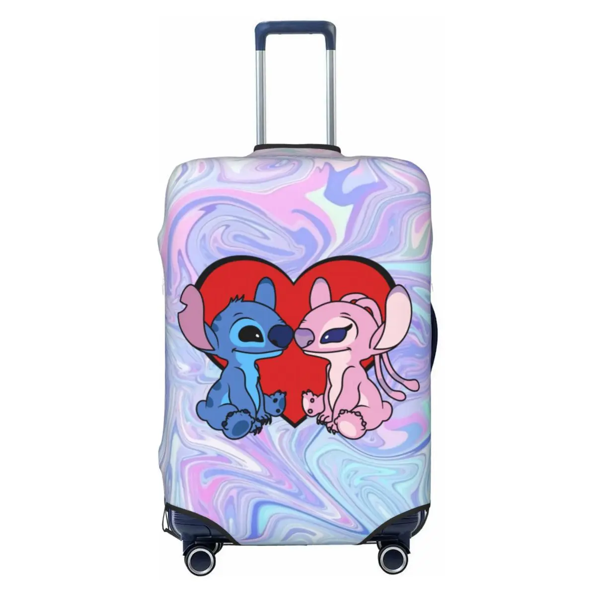 

Stitch And Angel In Love Travel Luggage Cover Dust Proof Cartoon Monster Suitcase Cover Protector Fit 18-32 Inch