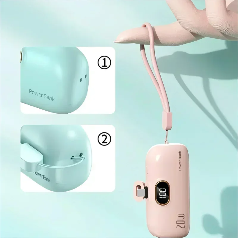 Oneplus30000mAh Mini Caplsule Power Bank High Capacity Charger Mini Power Supply Digital Display Fast Charge For Type-C iPhone