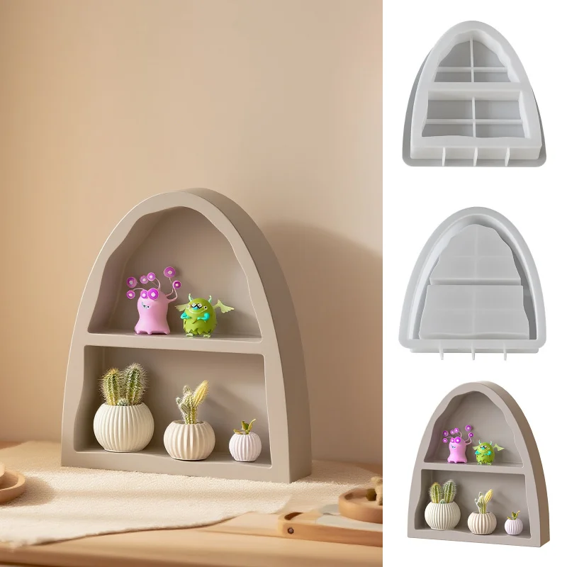 

Arch Two-Compartment Storage Cabinet Silicone Mold for DIY Plaster & Mirror Epoxy Resin Toy Display