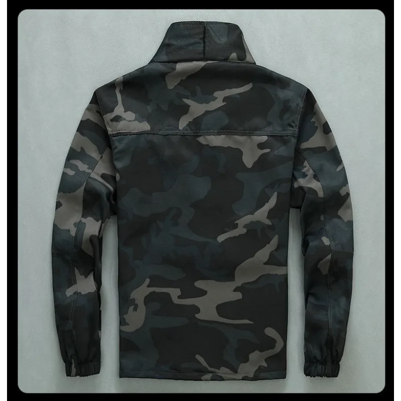 Men Camouflage Cargo Pants Wear Resistant Reinforced Crotch Elastic Waist Multi Pocket Work Trousers view 6