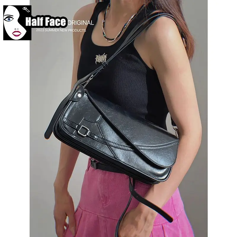 Bolso de mano Y2K Harajuku gótico plateado para mujer, bolsos cruzados versátiles de un hombro Punk, diseño avanzado, High Street