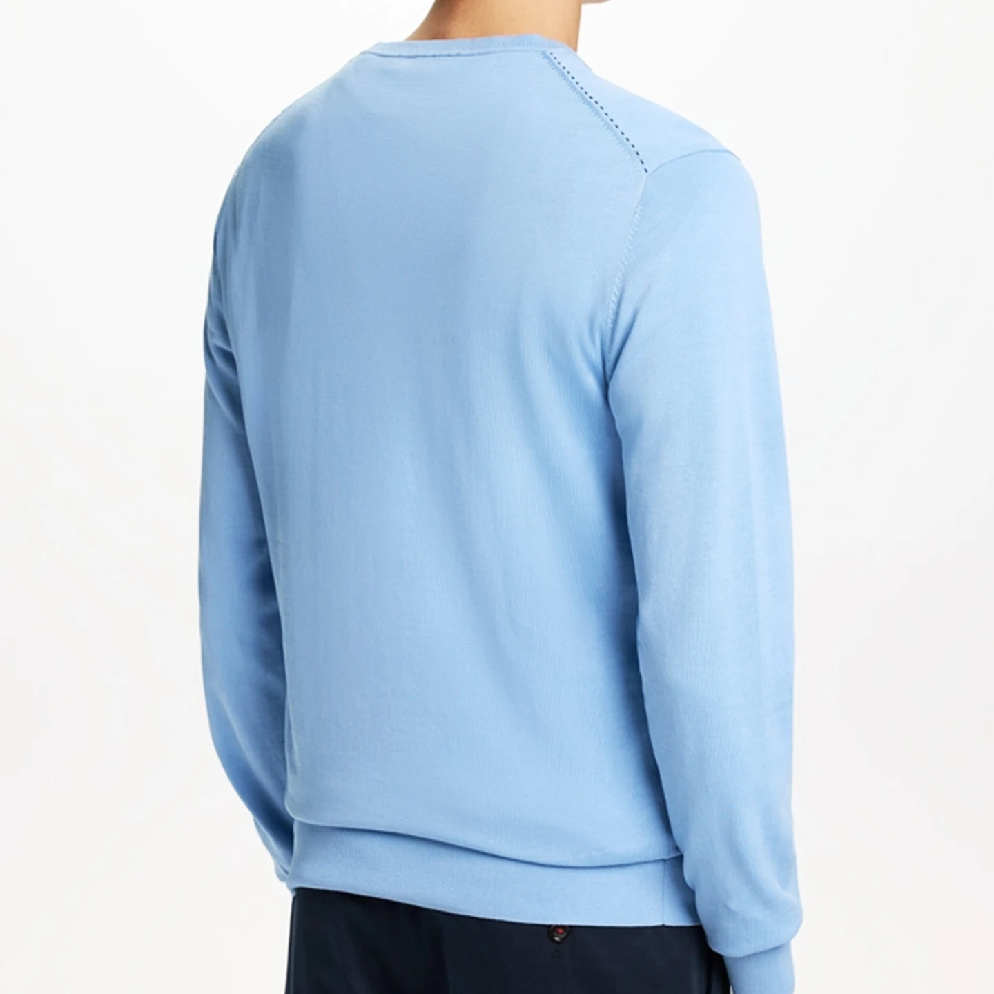 CH Herren V-Ausschnitt Pullover Slim Fit Langarm Strickpullover mit Kleiner Stickerei Business Casual Oberteil – Detail 7