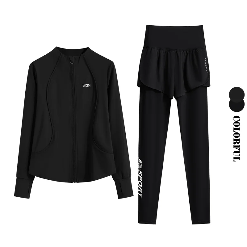 DRUR M-4XL Yoga-outfits 2-delige trainingssets Sweatshirt met volledige ritssluiting en broek Dames trainingspak Actieve kleding Herfst-wintersportkleding