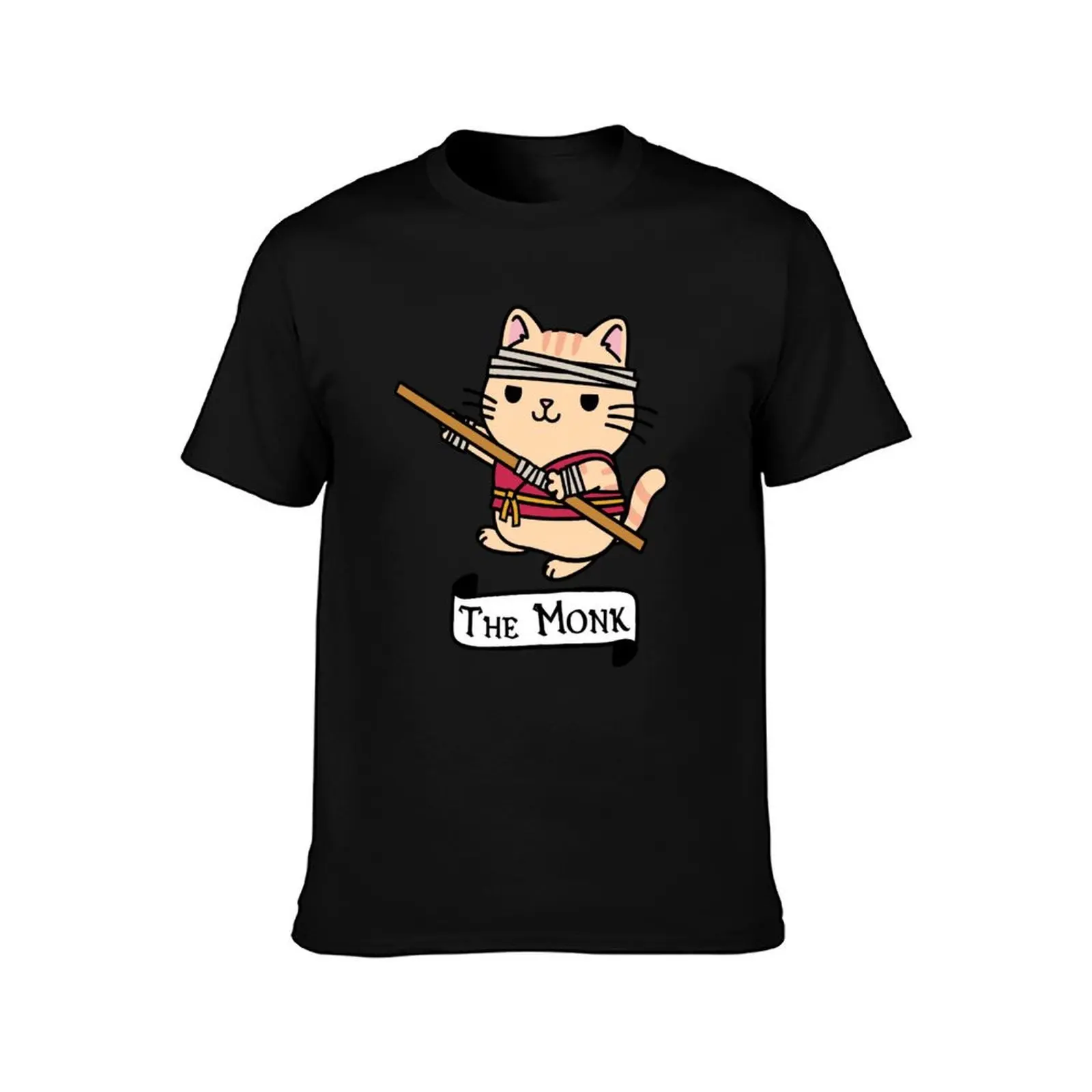 The Monk DnD Cat Tabaxi Monk T-Shirt man clothes plus size clothes Short sleeve tee T-shirt men