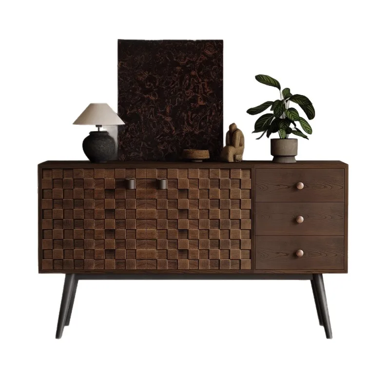 wood chest of drawers against the wall storage designer living room home Nordic sideboard entrance foyer entryway cabinet