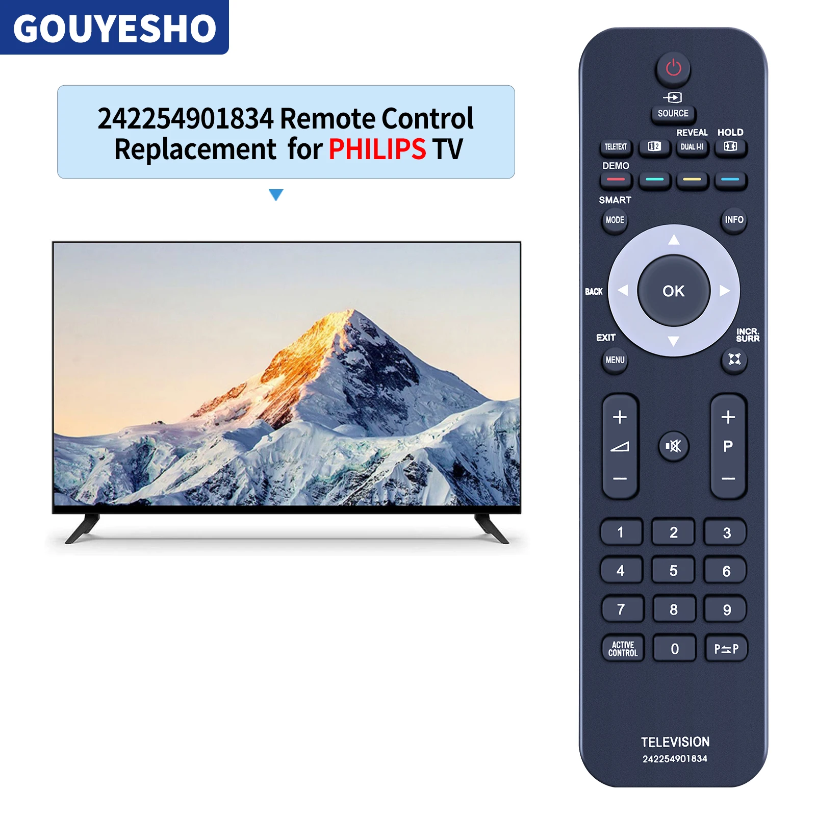 New 242254901834 Remote Control fit for Philips Television TV 32PFL5403S/60 32PFL5403/12 32PFL5403S/60 19PFL3403 20PFL3403