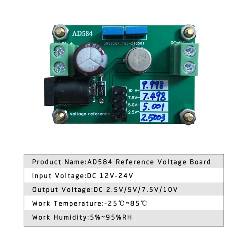 Módulo de referencia de voltaje AD584JH, placa programable de 4 canales, DAC, ADC, reemplaza el trabajo en DC12V-24V de 2,5 V/7,5 V/5V/10V, fácil de usar