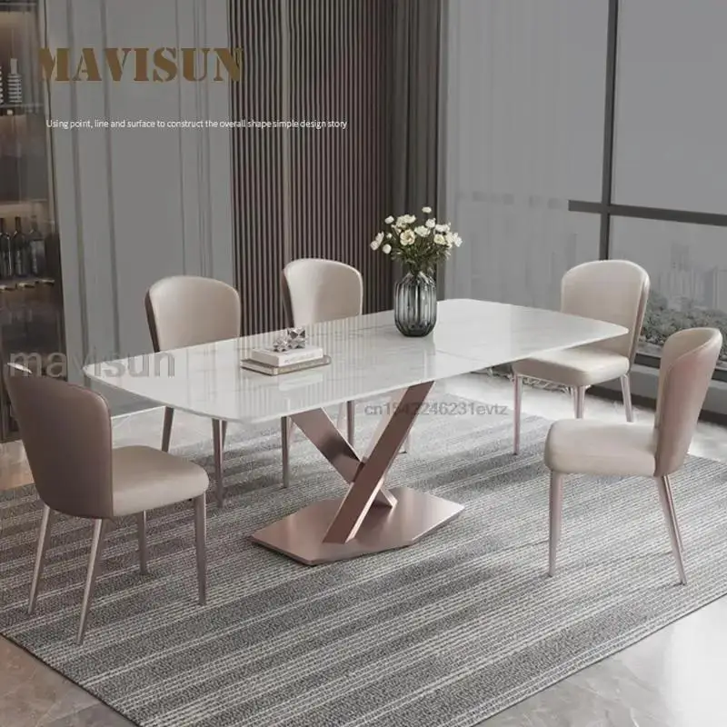 

Modern Minimalist Folding Dining Tables With 12mm Thick Rock Slab Tabletop Round Corners Furniture Kitchen Table And 6 Chairs