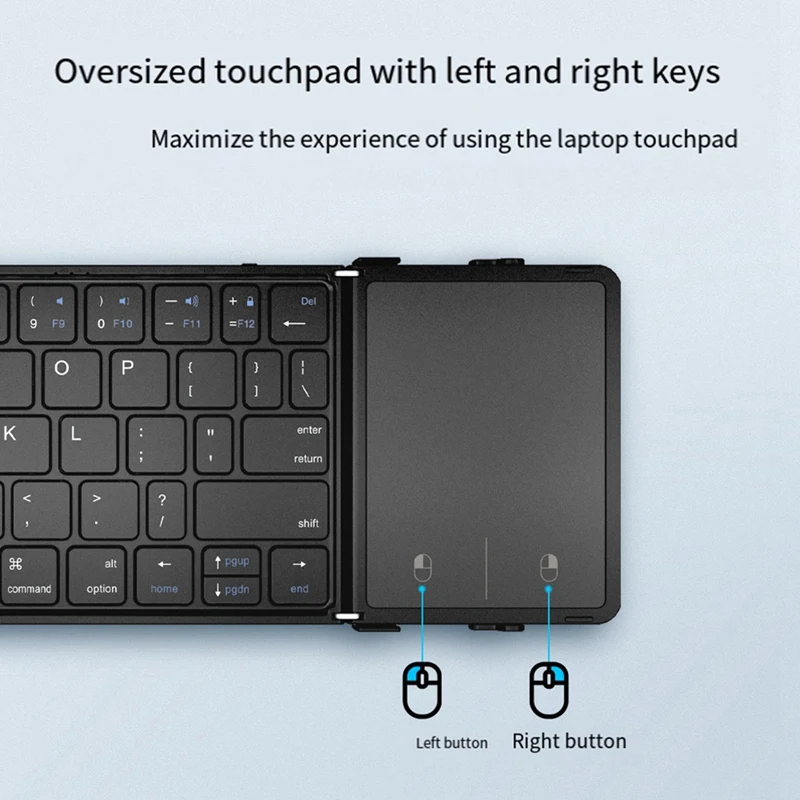 1 Piece Foldable Bluetooth Keyboard Tri-Folding Wireless Keyboard Black ABS For Windows IOS Android