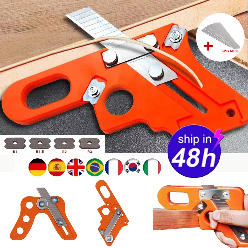 Woodworking Edge Band Trimmer Kit with Blades Striagt Curve Edge Corner Planer Arc Trimming Blade Wood Chamfering Deburring Tool