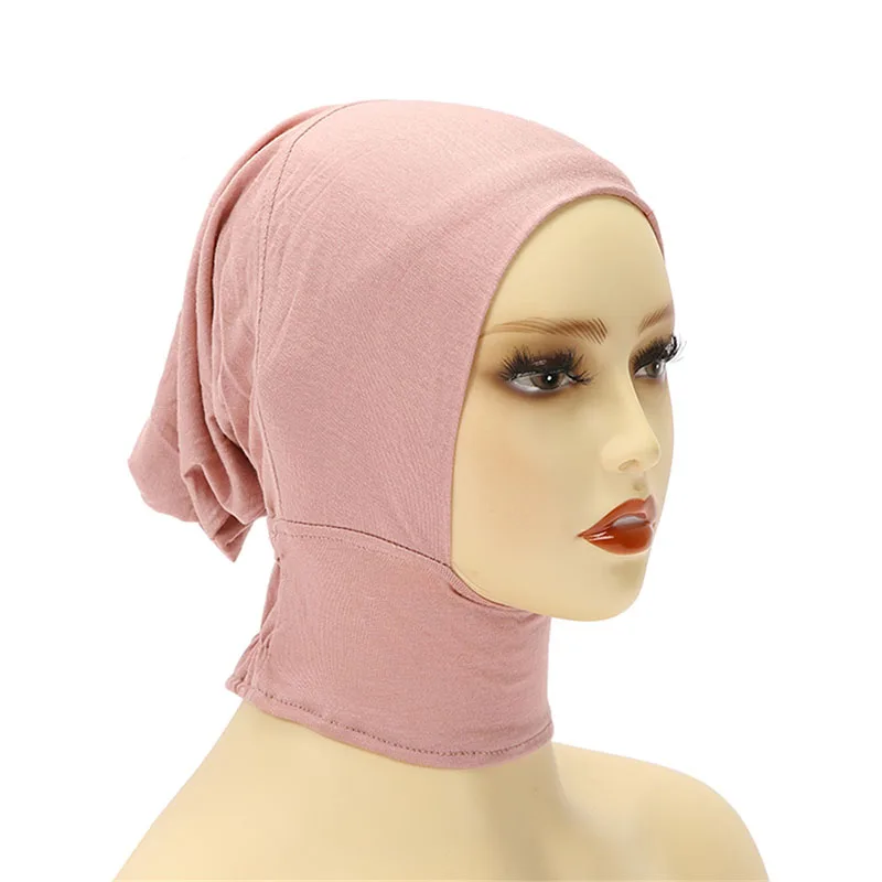 Newest Modal Jersey Inner Caps Hijab Plain Mercerized Cotton Elastic Underscarf Muslim Turban Bonnet Islamic Scarf