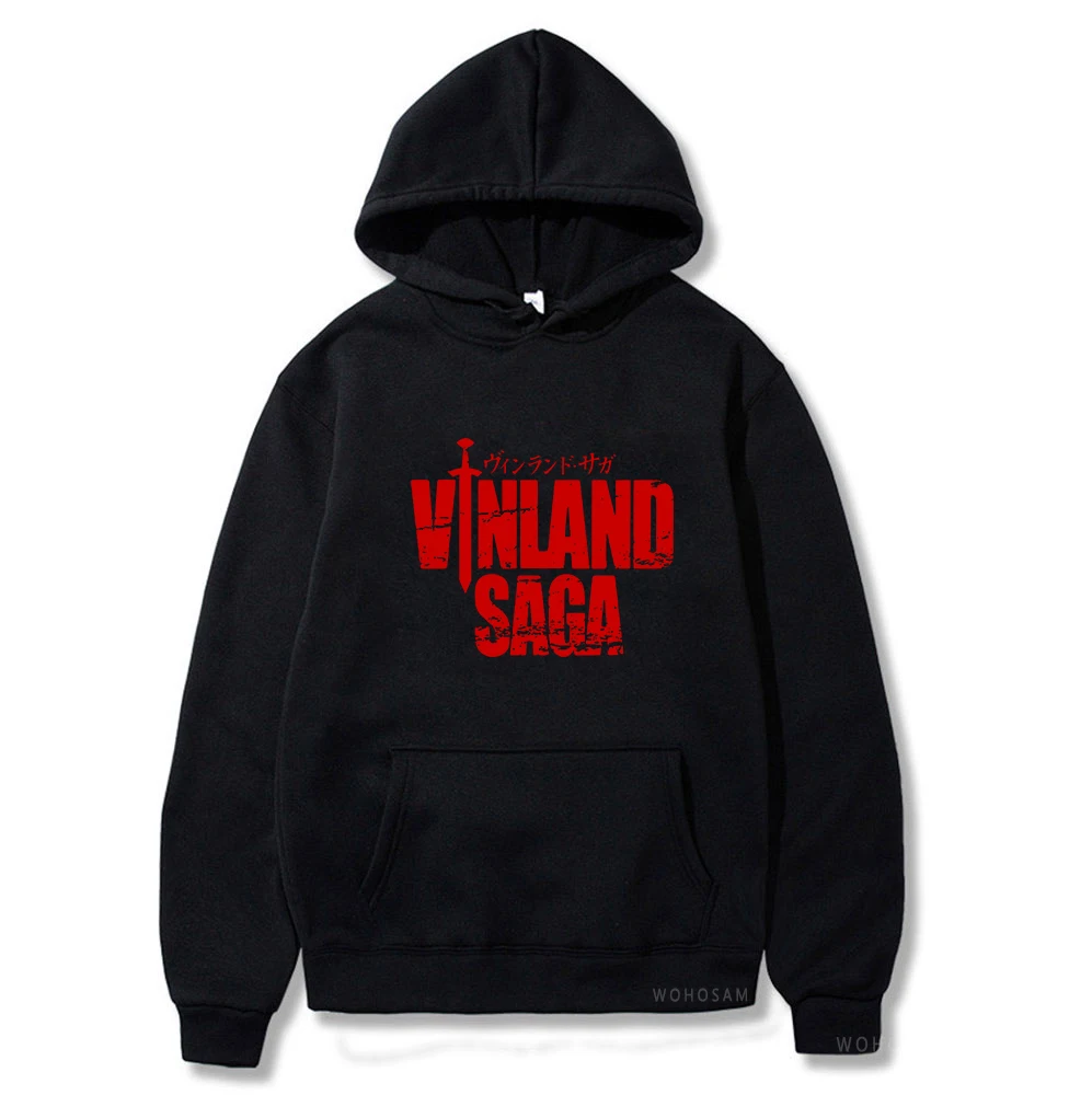 VINLAND SAGA Hoodies Men's Fashion Red Letter Hip Hop Streetwear Autumn Winter Fleece Warm Men Women Oversize Hooded Sweatshirts