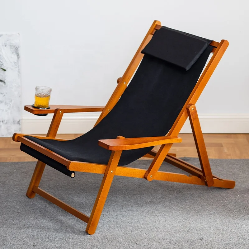 #Modern Beech Wood Frame Oxford Canvas Deck Chair Factory Wholesale Adjustable Folding Beach Chair for Outdoor Park Use