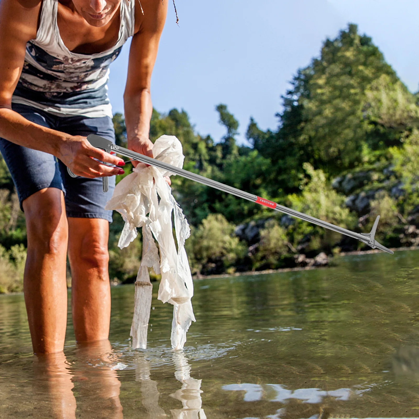 

Folding Stainless Steel Snake Grabber Tool Long Reach Reptile Catcher Tongs Heavy Duty for Crabs Fish and Wildlife Handling