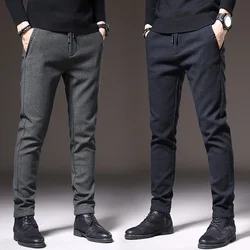 2024 New Brand Slim Casual Pants Men Spring Autumn Business Work Cotton Black Grey Blue Trousers Male Fashion Korean Clothing