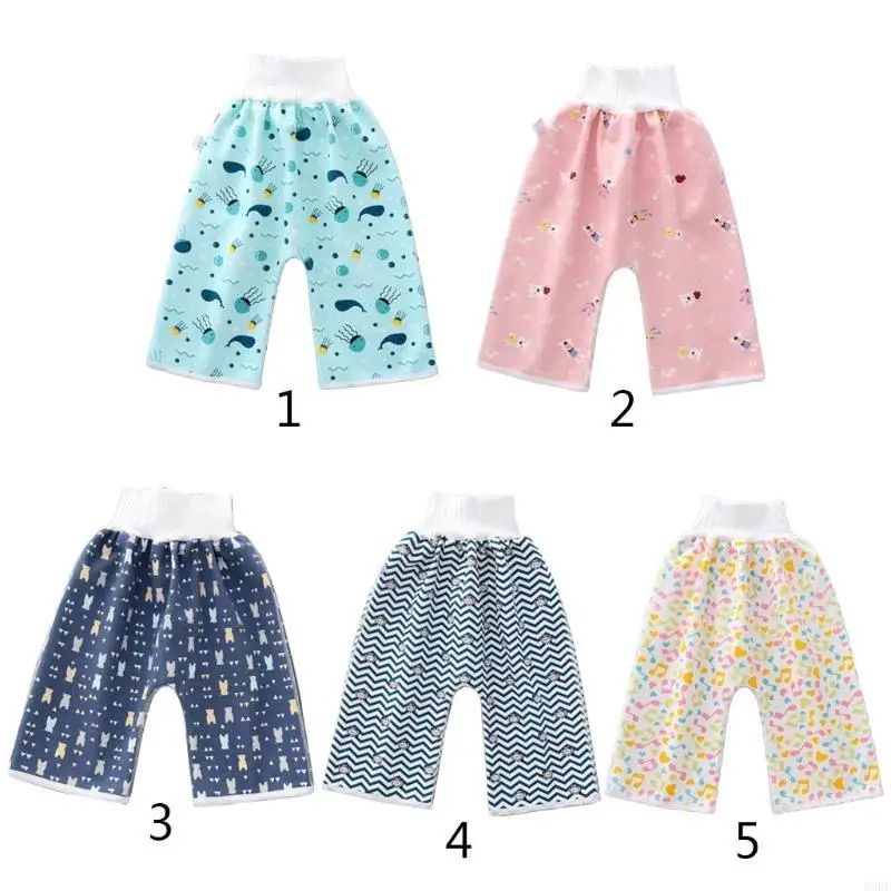 

54DF Comfy Children Diaper Skirt Shorts 2 in 1 Anti Bed-wetting Washable Cotton Potty Training Nappy Pants Waterproof Bed for