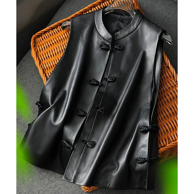 Spring Autumn Women High-end Vest Coat Ladies Fashion Casual Leather Sleeveless Jacket Retro Feminine PU Leather Waistcoat Tops