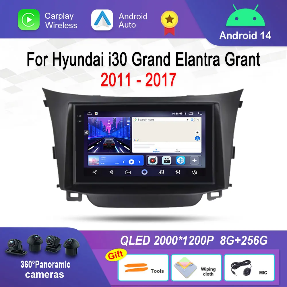 

Автомобильный радиоприемник-мультимедийный плеер для Hyundai i30 Grand Elantra Grant 2011-2017 Android 14 навигация GPS 4G WIFI IPS сенсорный экран