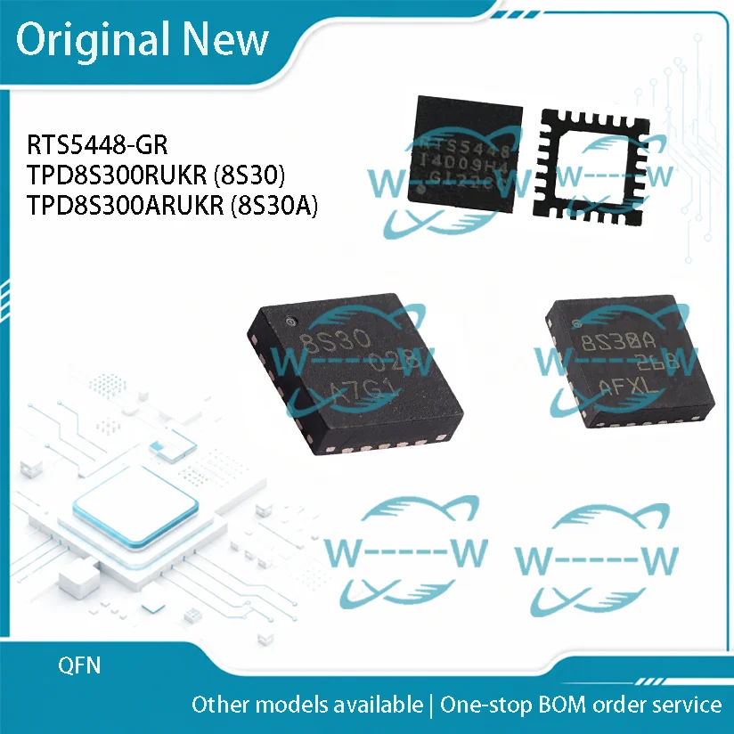 5-30PCS)NEW RTS5448-GR TPD8S300RUKR 8S30 TPD8S300ARUKR 8S30A RTS5448 TPD8S300 TPD8S300A QFN IC CHIP