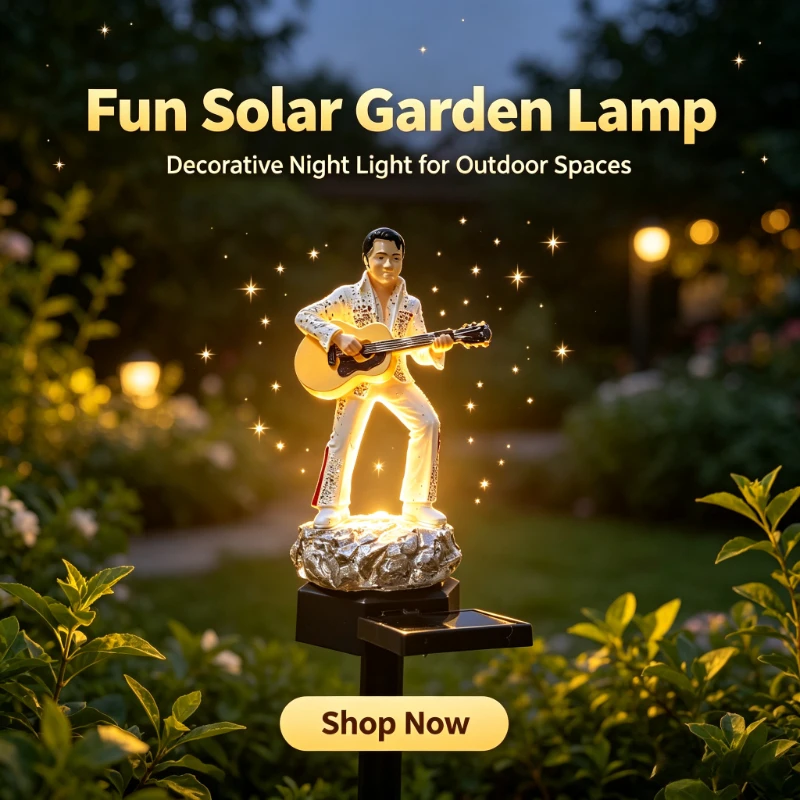 Elvis Solar Garden Statue Light Vintage Rock Singer Statue Warm Led Light Waterproof Outdoor Lawn Courtyard Decor Ornament Gift