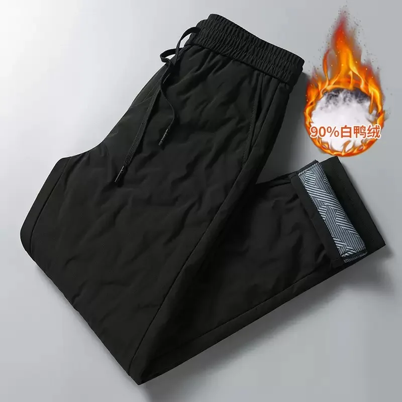 Autumn and Winter New Fashion Waterproof Thickened Warm Down Pants Men's Casual Loose Sports Plus Size High-Grade Trousers M-4XL