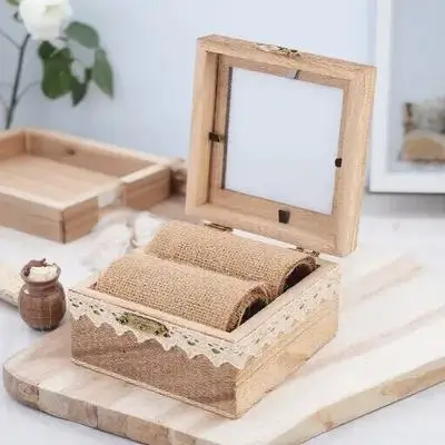 

Wooden Jewelry Storage Box Stylish Ring Case Organizer for Necklaces Bracelets Proposal Wedding Anniversary Gifts