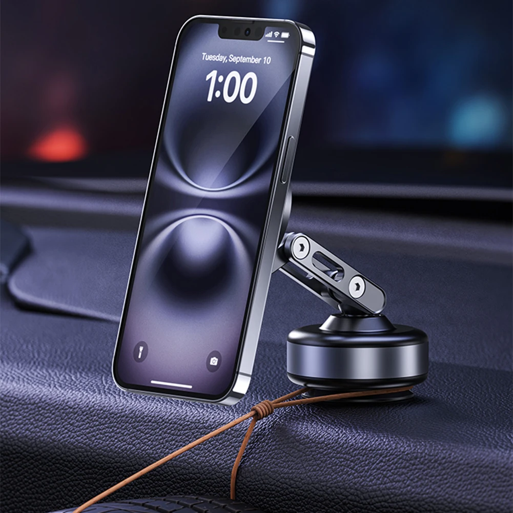 For Magsafe Intelligent Car Mount Folding Magnetic Vacuum Adsorption Suction Cup Bracket Electric Vacuum Swivel Stand for iPhone