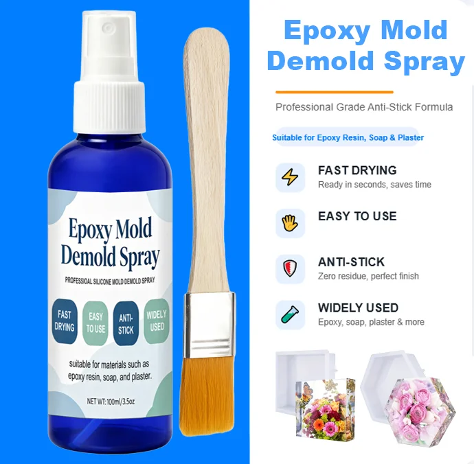 Silicone Molds Release Spray, Molds Release Spray, Quick-Dry Formula for Easy Candle & Epoxy Resin Demolding | Non-Toxic