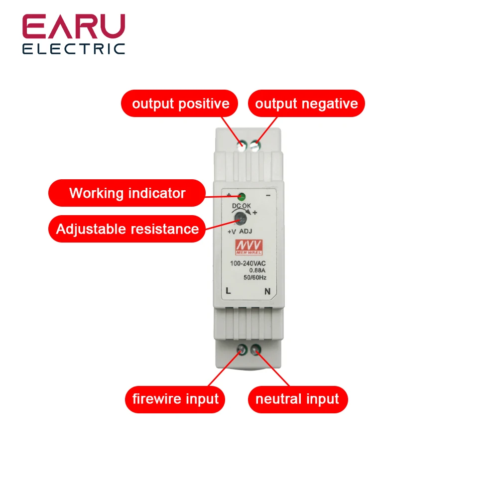 15W 30W 45W 60W uscita singola 5V 12V 15V 24V interruttore di alimentazione industriale su guida Din DR-15 DR-30 DR-45 DR-60 -5/12/15/24