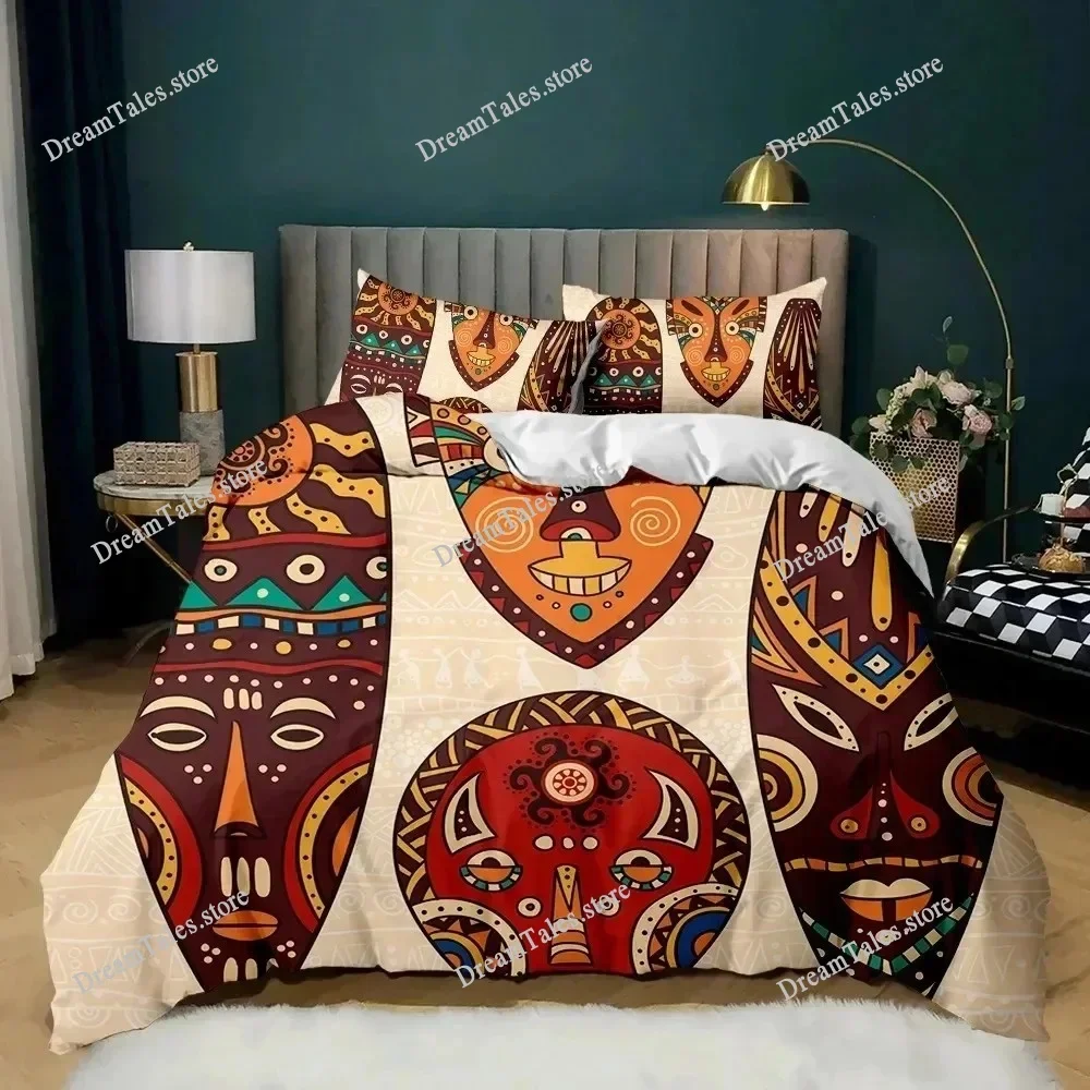 Pharaoh Bedding Sets,King Size 3D Ancient Egypt Tribe Decor Comforter Cover Set for Adult Egyptian Pyramid Polyester Duvet Cover