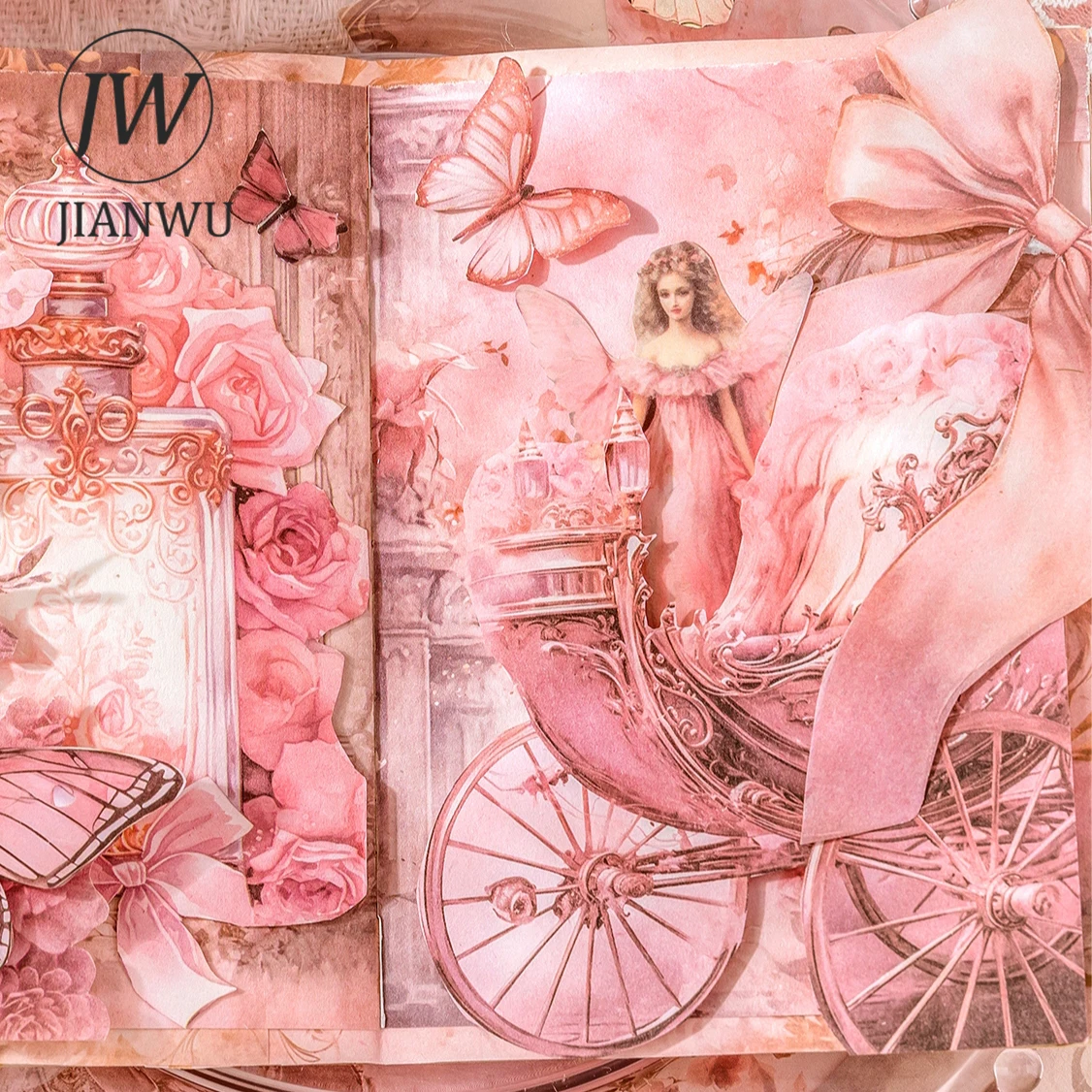 JIANWU 50 Sheets Fantasy  Baroque Series Vintage Plant Flower Collage Material Paper Creative DIY Junk Journal Stationery