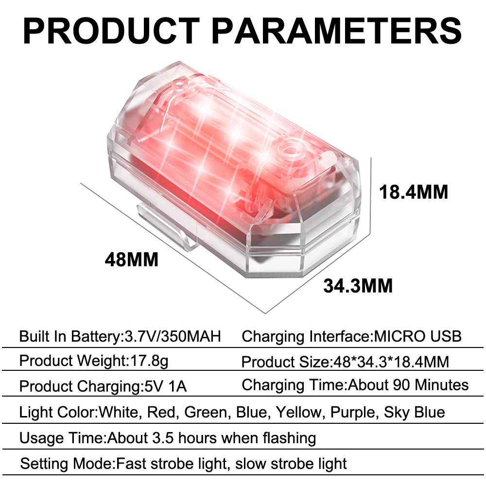 Donwof Car Strobe Light M3 Motorcycle Flash Led  Anti-collision Warning Lamp Waterproof Wireless Remote Control For Car Bike