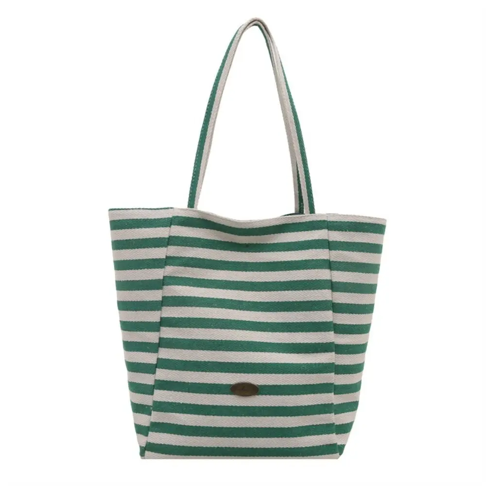 

Simple Commute Stripe Canvas Bag Striped Letter Cloth Shoulder Bag Large Capacity Korean Style Handbag Girls