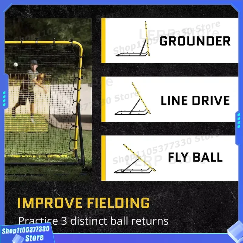 Portable 4.5x4.5ft Folding Soccer Baseball Net Black Yellow Nylon Mesh Iron Pipe Frame Training Equipment for Competition Use