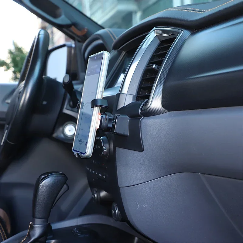 

For Ford Ranger Wiltrak 15-21 ABS Black Car Center Console Navigation Screen Below Mobile Phone Holder Interior Car Accessories