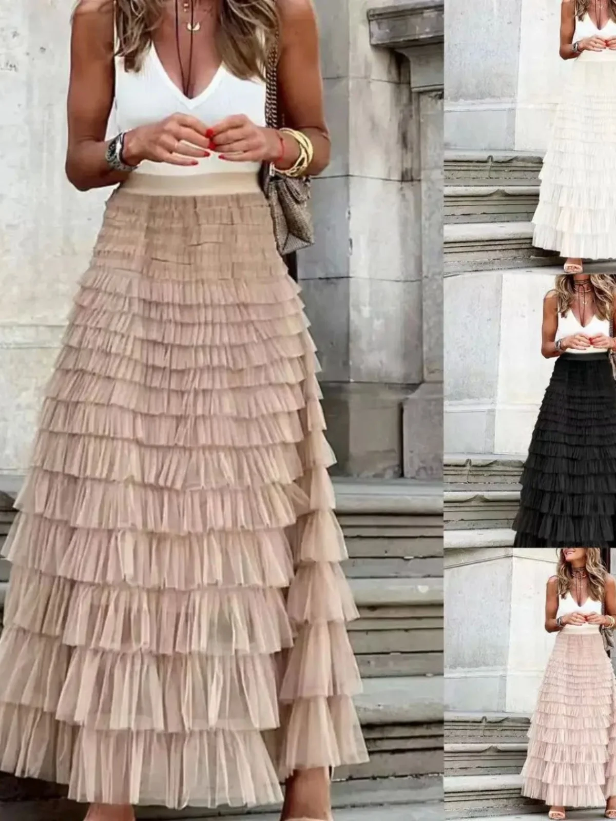 

Ele Autumn Skirt for Office Women Commuting Par Attire Street Sle Midi Skirt Other Material 00% Other Age 25-29