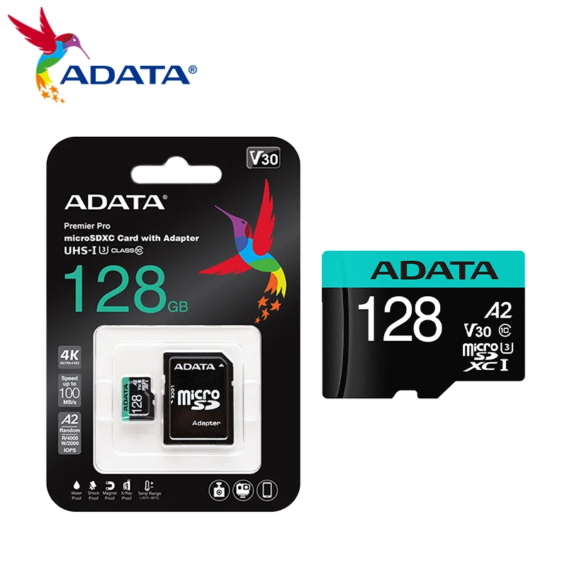 Imagem -03 - Cartão de Memória Adata com Adaptador Premier Pro Microsdxc Uhs-i Cartão 512gb 256gb 128gb 64gb Cartão Micro sd u3 V30 a2 Cartão tf para pc