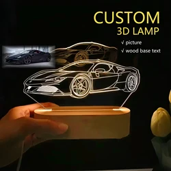 Dropshipp Personalized Car 3D Photo Lamp Night Lights Support Custom Engraving Base Valentine's Day Anniversary Birthday Gifts