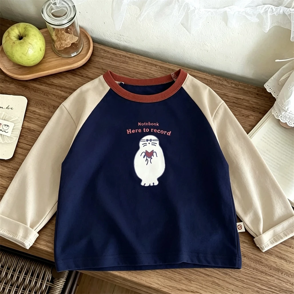 Trendige Frühlings- und Herbstkleidung, Rundhals-Basisshirt, Neues Design Raglan-Langarm-T-Shirt, Niedliche Einfache Allround-Shirts für Jungen und Mädchen – Detail 3
