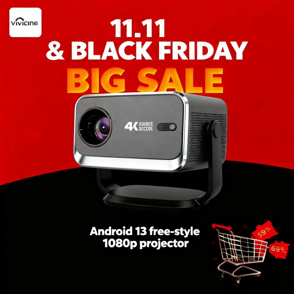 Vivicine P20 Proโปรเจคเตอร์Full HD 1080P 2K 4Kโฮมเธียเตอร์Auto Focus 5G WiFi Androidโปรเจคเตอร์ 3DแบบพกพาProyector