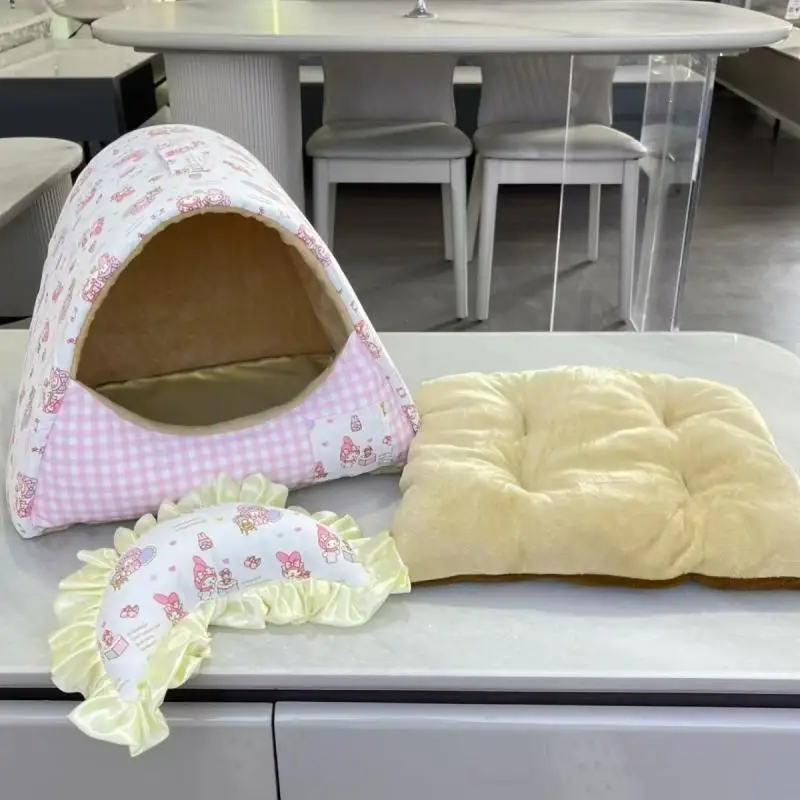 

Hot Sanrio Handheld Keep Warm Pet Nest Kawaii Hello Kitty Anime Fashion The Four Seasons Windproof Cat Dog Pet House New Style