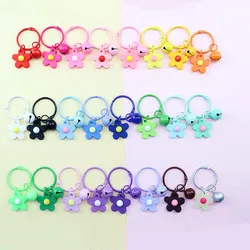 10pcs Open Ring Buckle Keychain Key Ring With Flower Bells Pendant For Diy Jewelry Making Key Chain Bag Pendant Accessories